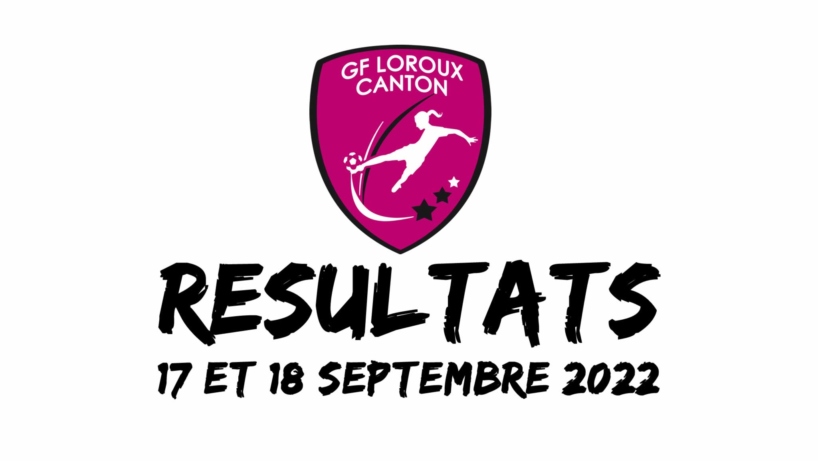 Résultats des matchs joués 17 et 18 septembre 2022 par les équipes de football féminin du GF Loroux Canton.